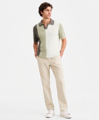 Men's Cotton Colorblocked Johnny Collar Sweater