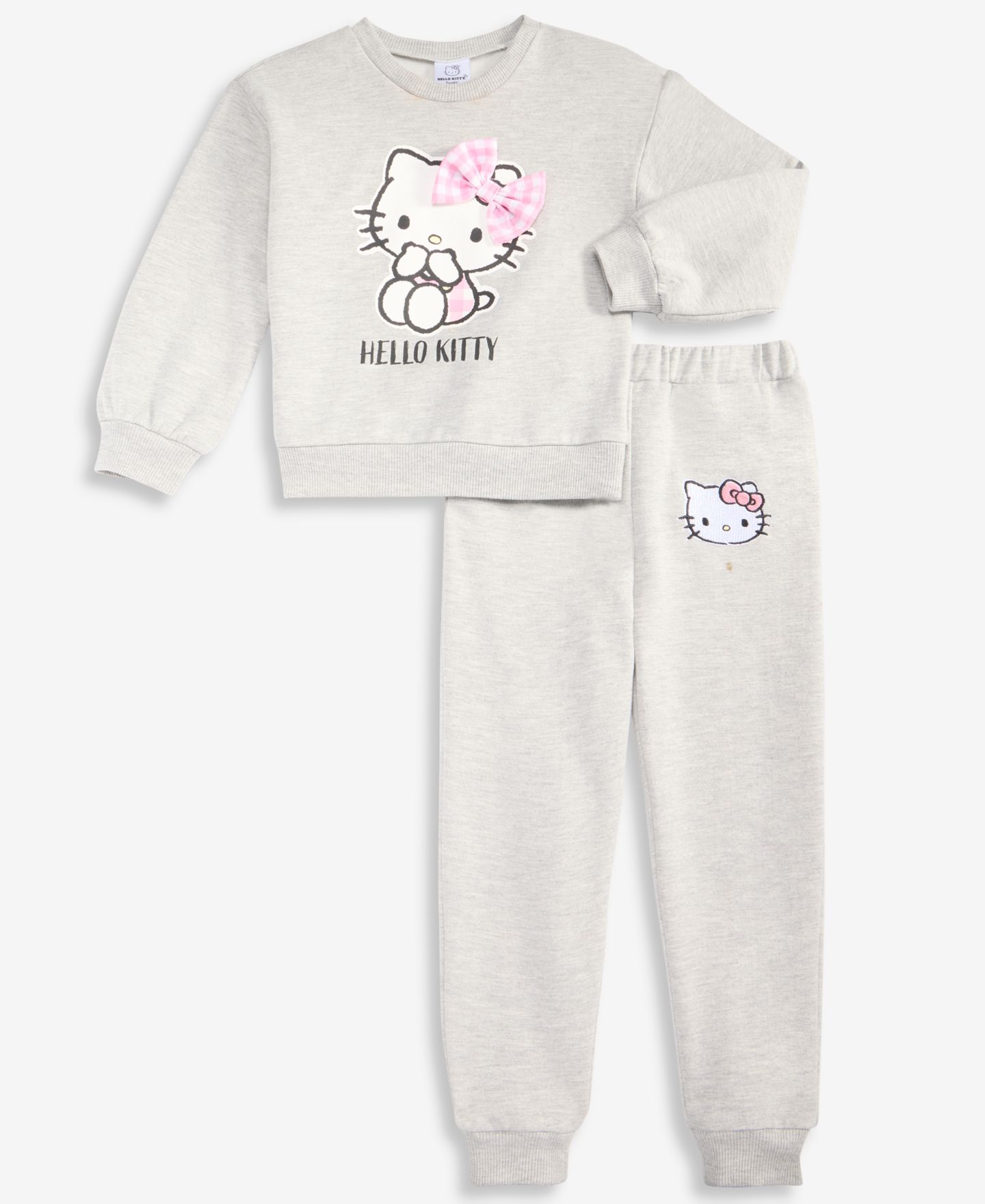 Комплект Hello Kitty Long-Sleeve Top and Fleece Jogger Pant, 2-Piece Set для девочек-малышей, цвет: Серый — фото 4