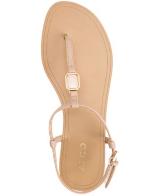 Women's Sandstone T-Strap Flat Sandals