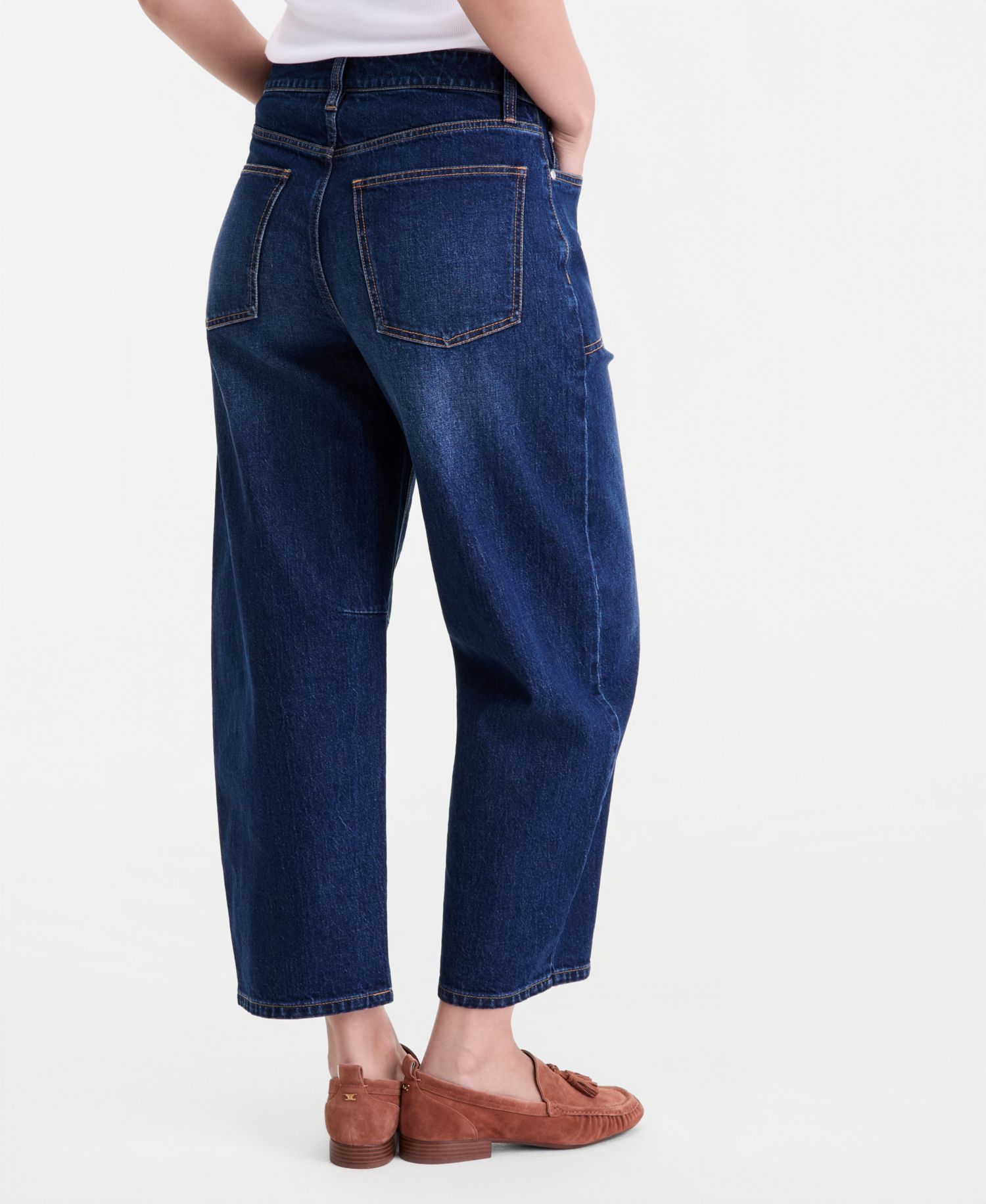 Women's Utility-Pocket Cropped Barrel-Leg Jeans