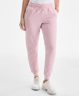 Women's Ribbed Solid Fleece Ankle Jogger Pants