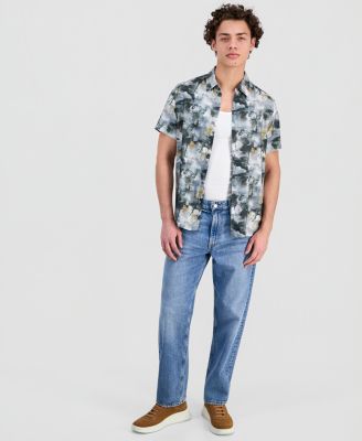 Men's Abstract-Print Short-Sleeve Shirt