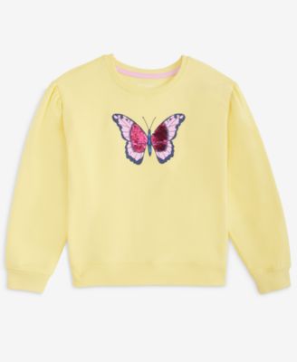 Girls' XS-XL Butterfly-Graphic Crewneck Sweatshirt