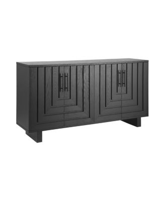 Modern 4-door storage cabinet with ash veneer and Black finish