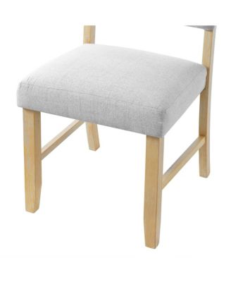 Upholstered Dining Chairs, Set of 4, Beige & Natural Wood