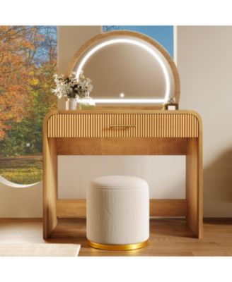 Streamdale 39" Lighted Mirror Vanity Table - Natural