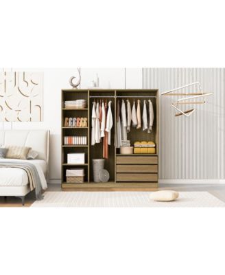 Modern Open Wardrobe with Drawers & Shelves