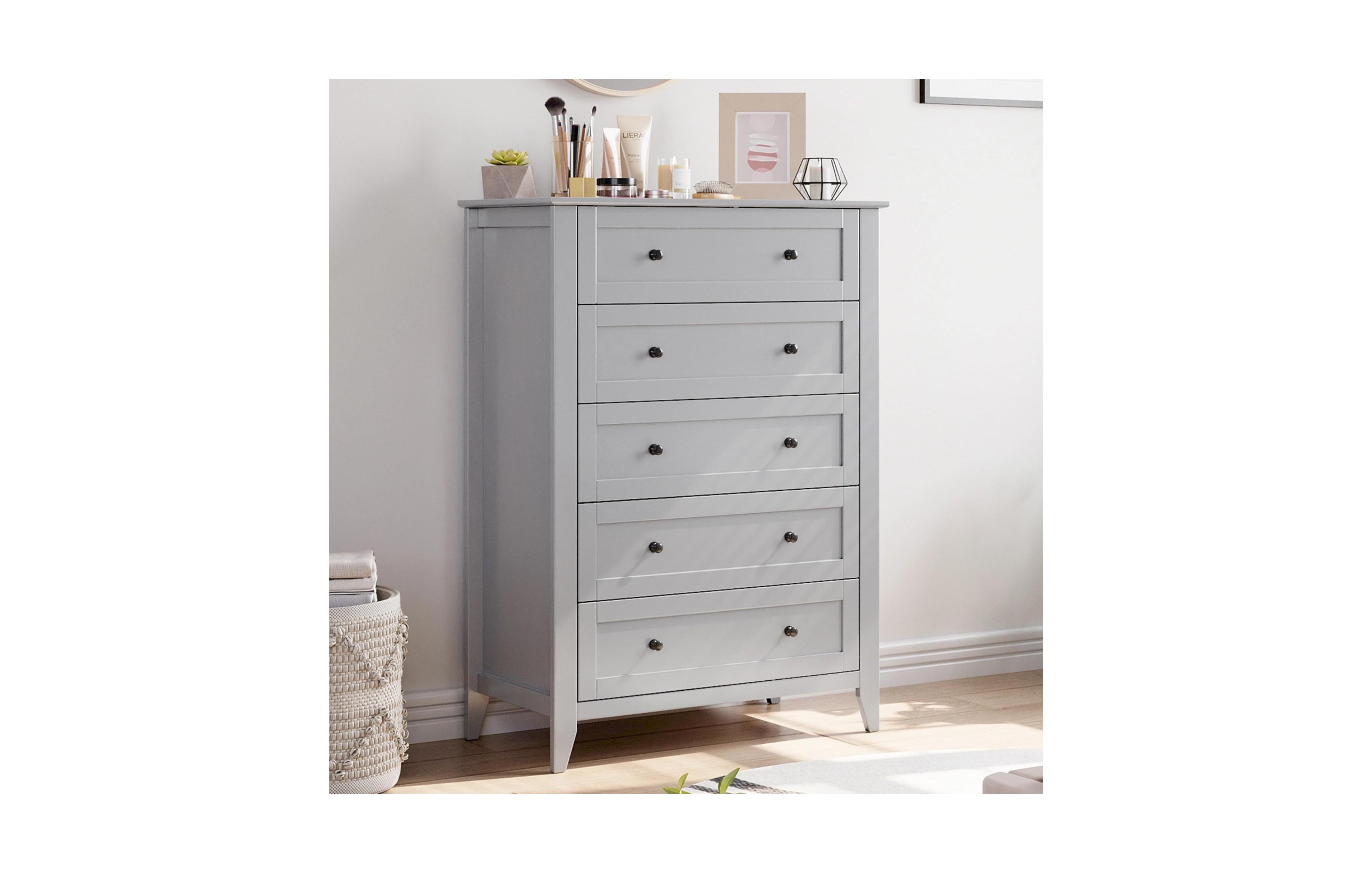 Gaomon 5 Drawer Dresser, Wooden Chest of Drawers for Office