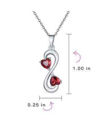 Romantic Red Infinity Heart Necklace and CZ Multi-Heart Bracelet Jewelry Set Sterling Silver