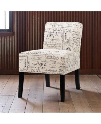Elegant Modern Accent Chair with French Script Upholstery