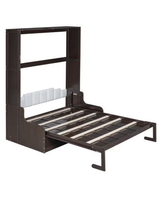 Queen Size Murphy Bed Wall Bed with Cushion, Espresso