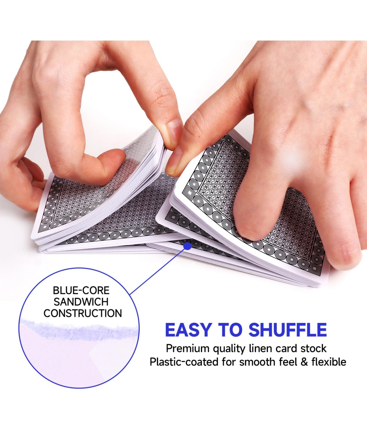 Gse Games & Sports Expert -Deck Nertz Card Game Set, Multi-colored Playing Cards for Poker, Blackjack, Rummy, Go Fish