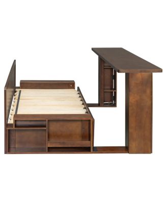 Daybed with Removable Desk, Storage Drawers & Hydraulic Side Table