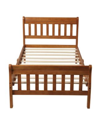 Wood Platform Bed Twin Sleigh Bed Frame with Headboard/Footboard