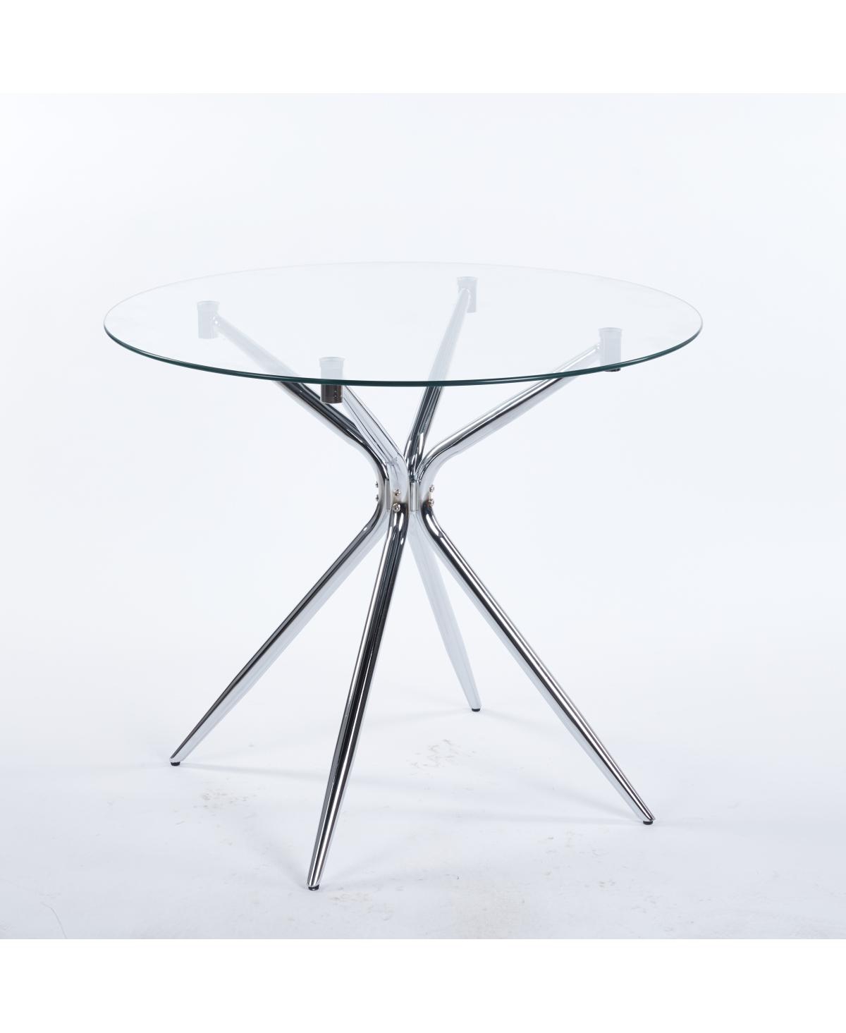 Streamdale Furniture Dining Table with Chrome Metal Leg and Tempered Glass