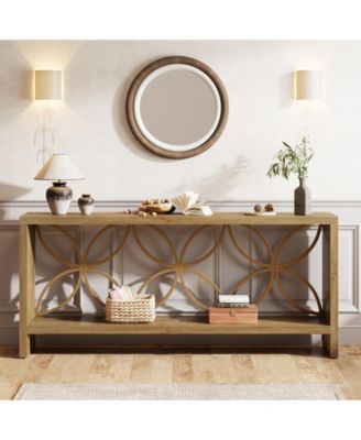 70.9-Inch Narrow Sofa Table, Industrial Long Sofa Table Behind Couch, Entry Console Table with Storage for Entryway, Living Room, Foyer