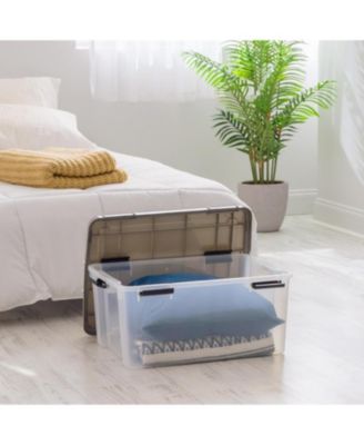 USA 60 Qt Storage Bins with Gasket Seal Lid, Clear/Chrome, 3Pk