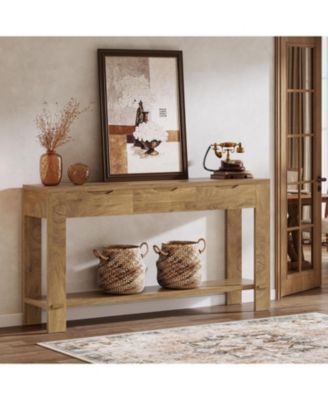 Console Table with 3 Drawers, 67-Inch Long Sofa Table Behind The Couch with Storage Shelf, Narrow Farmhouse Entryway Furniture