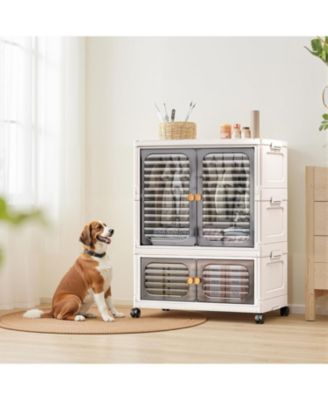 Pet Wardrobe Closet, Stackable Storage Cabinet, Clothes Cabinet with Doors