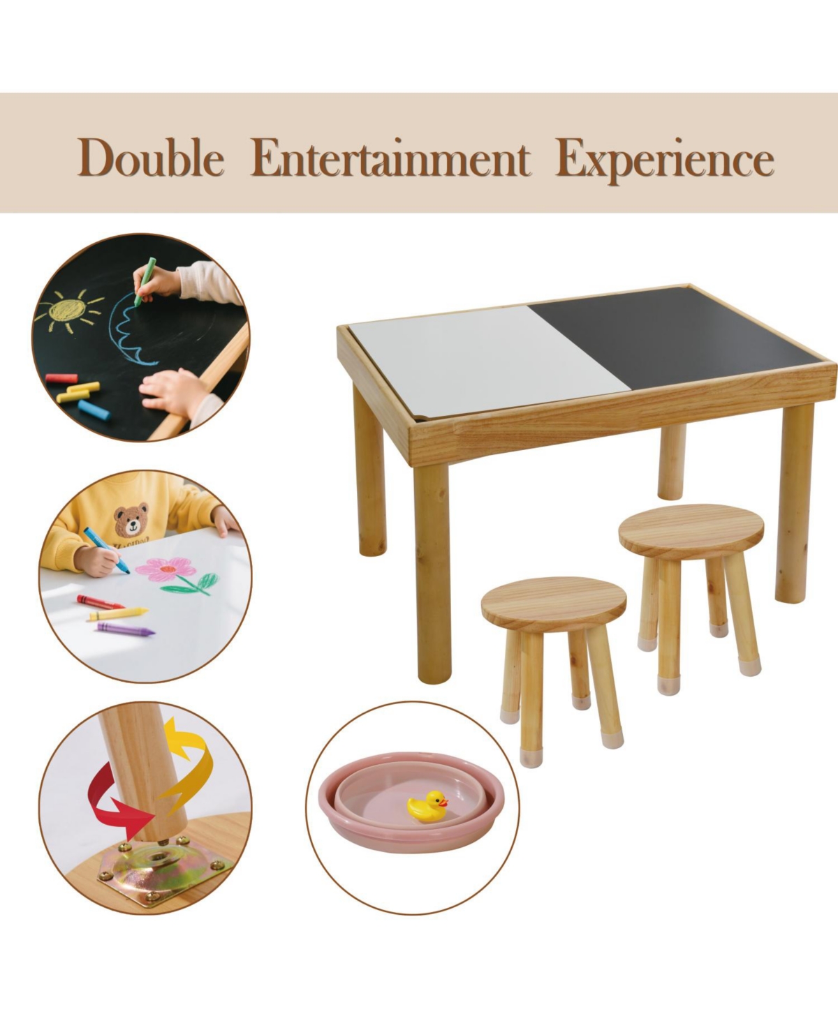 Streamdale Furniture Toddler Sensory Table with 2 Chairs - Sand & Water Play