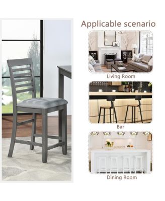 Dining Chairs Set of 4, Wooden Counter Height Chairs with Padded Seat, Gray