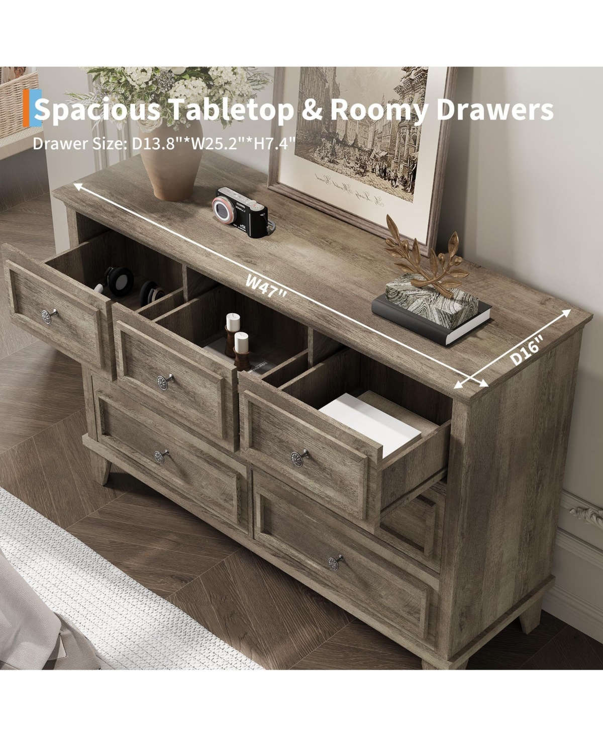gaomon 7 Drawer Dresser for Bedroom, Chest of Drawers with Deep Drawers