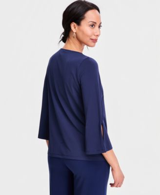 Women's Split-Sleeve Keyhole-Neck Top