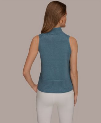 Women's Sleeveless Mock Neck A-Line Sweater