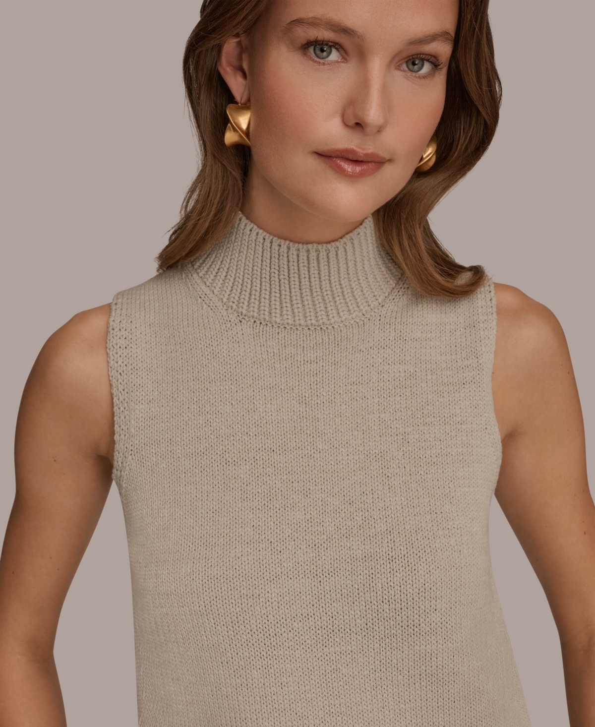 Donna Karan Weekend Women's Sleeveless Mock Neck A-Line Sweater