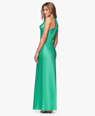Women's Long Satin Cowl Neck Ball Gown