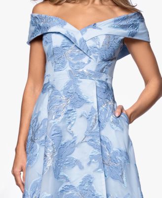 Women's Long Jacquard Printed Off-The-Shoulder Ball Gown