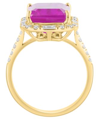 Lab-Grown Pink Sapphire (6-7/8 ct. t.w.) & Diamond (5/8 ct. t.w.) Ring in 14k Yellow Gold
