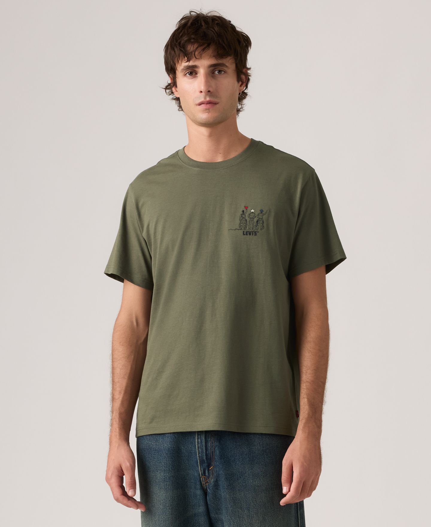 Мужская футболка Levi's Short-Sleeve Crewneck, цвет: Оливковый — фото 1