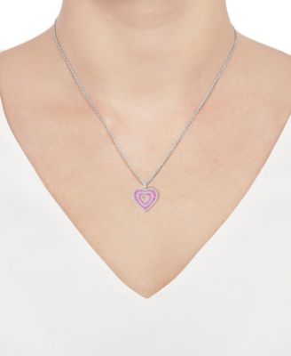 Lab-Grown Pink Sapphire (1.2 ct. t.w.) and White Sapphire (1 ct. t.w.) Heart Pendant Necklace in Sterling Silver