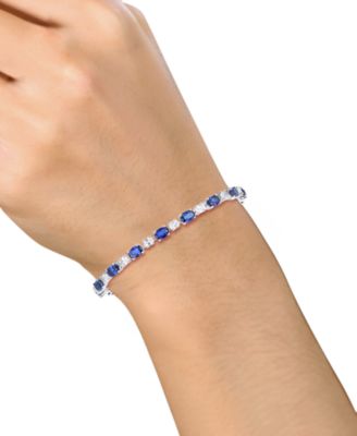 Lab-Grown Sapphire (8.5 ct. t.w.) and White Sapphire (3.25 ct. t.w.) Bracelet in Sterling Silver (Also Available in Ruby)