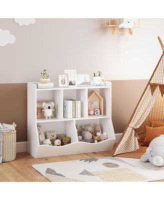 Kids Bookshelf Toy Storage Organizer – Wood Toy Storage Cabinet, Children's Toy Shelf, Kids Book Rack, Storage Bookshelf for Playroom, Bedroom