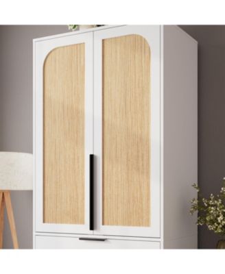 Garvee Armoire Wardrobe Closet, 69.5" Wooden Wardrobe Cabinet with 3 Drawers, Hanging Rod, 2 Doors Clothing Storage Cabinet for Bedroom