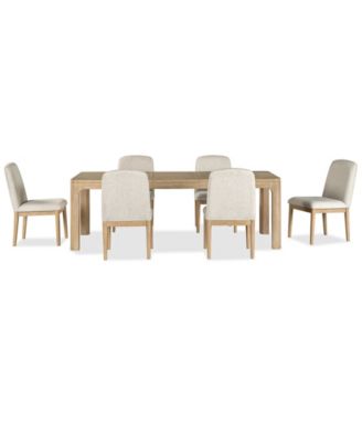 Marcel 7-Pc. Wood Rectangular Table and Upholstered Side Chairs Dining Set