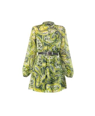 Women's Short Paisley Dress with Long Sleeves