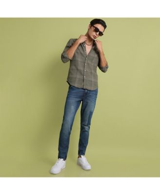 Men's Olive Green Maxi Tartan Plaid Shirt