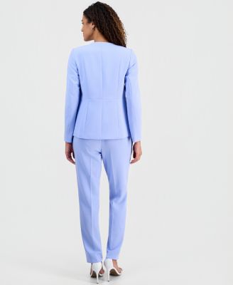 Women's Stretch Crepe Three-Button Waist Seamed Jacket & Ava Straight Leg Pant