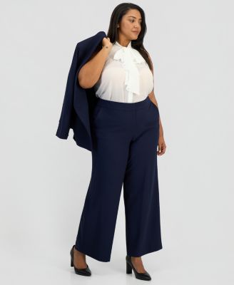 Plus Size Mid Rise Wide-Leg Pants