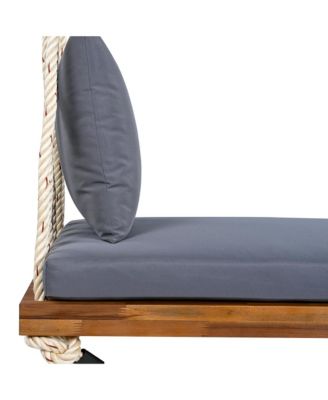 Patio Wooden Swing Chair, Hanging Porch Swing Bench with Cushion&Pillows, 10.8Ft Hemp Ropes for Garden,Backyard,Lawn