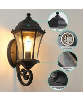 2-Pack Vintage Wall-Mounted Outdoor Lantern Light – Elegant Black Metal Sconce for Porch, Patio, and Garden Lighting (Bulb Not Included