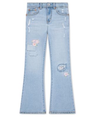 Girls' 7-16 Stitch Detail Flare Jeans