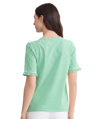 Women's Ruffle Elbow Sleeve Crew Neck Top