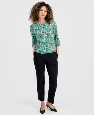 Petite Printed Blouson-Sleeve Top