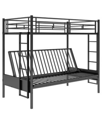 Twin over Full Metal Bunk Bed, Multi-Function, Black