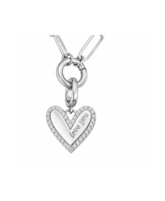 Elena “Love You” Pav&eacute; Heart Necklace
