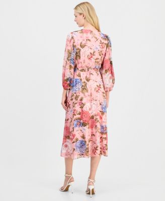 Women's Belted V-Neck Dress